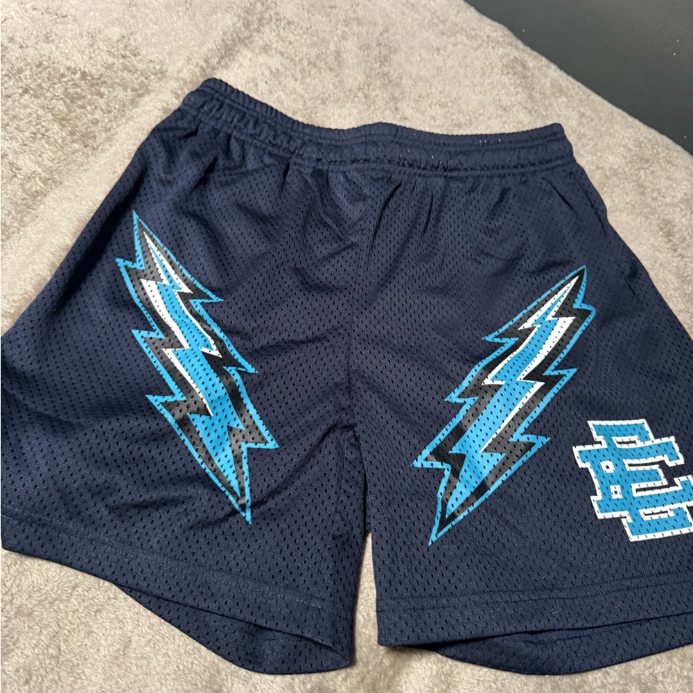Eric Emanuel Navy Blue Lightning Bolt Men's Shorts